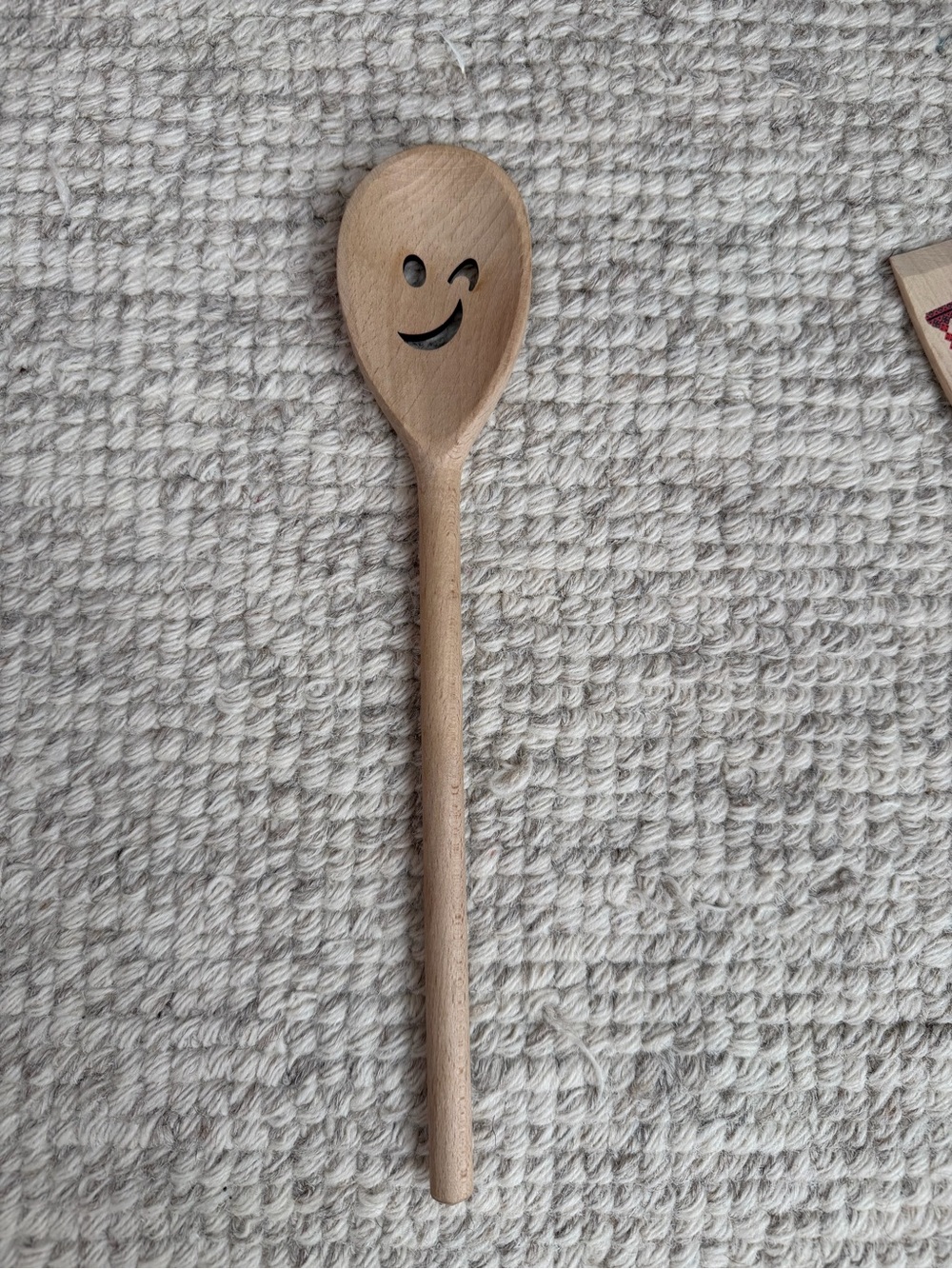 Winking Face Wooden Spoon - Natural Wood